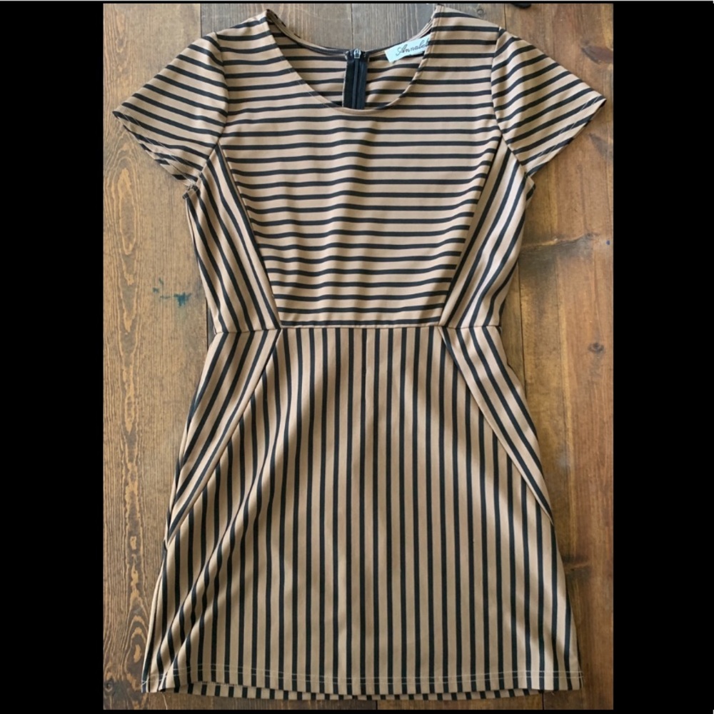Black and brown striped dress.